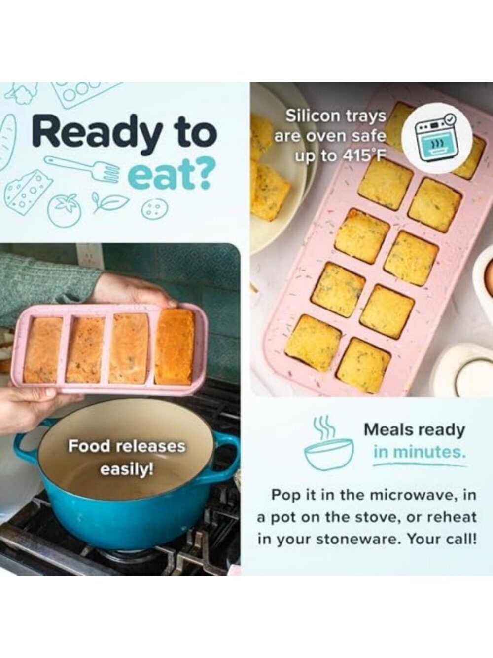 Silicone Food Freezer Mold - 2 Cup Portion Control, Cotton Candy - 2-Pack - Picture 4 of 5